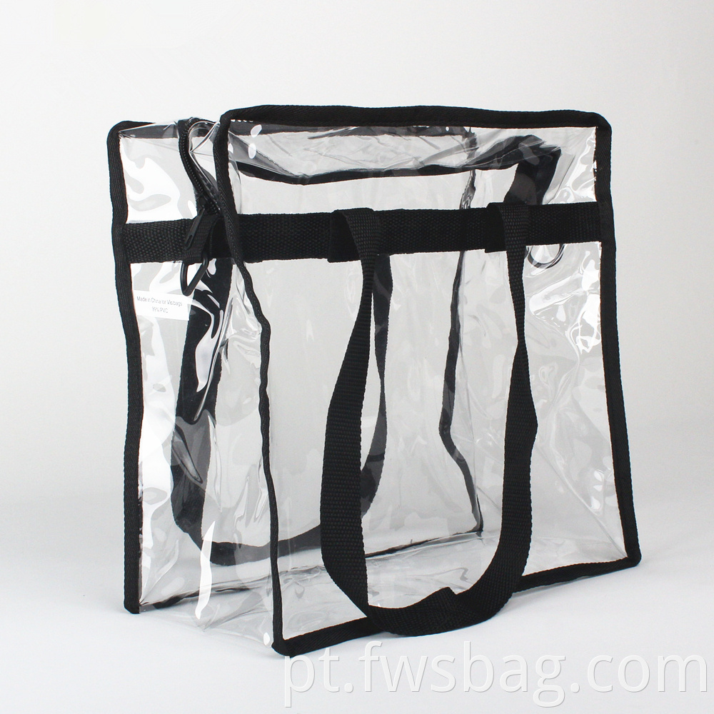 12 X 12 Stadium Security Approved Large Black Plastic All Clear Vinyl Pvc Tote Bag With Long Shoulder Strap2